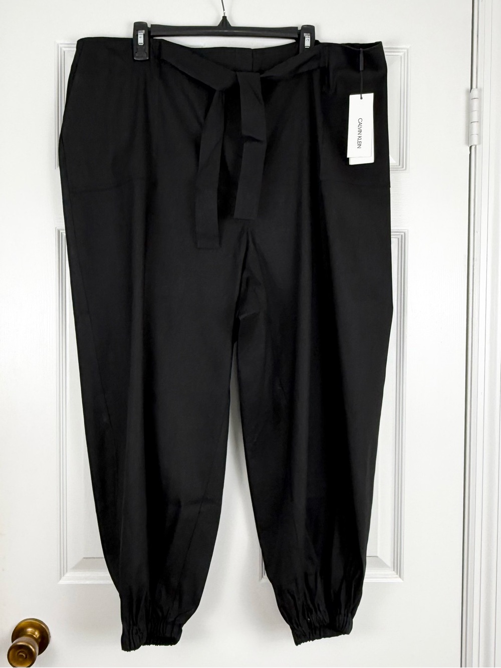 NWT Calvin Klein Black LINEN Blend Jogger Style Dress Pants Size 2X